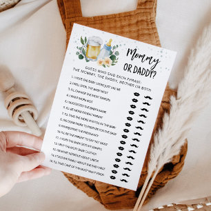 Greenery Baby Braut Spielkarte für Mama oder Papa Einladung