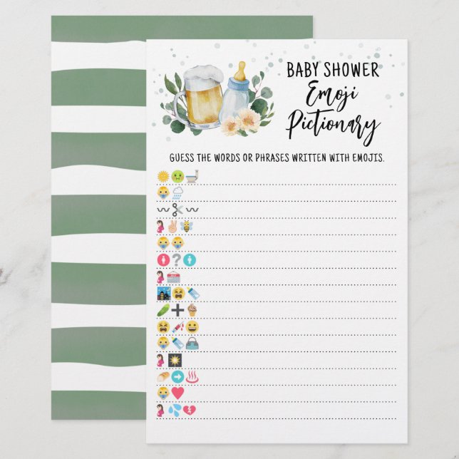 Greenery Baby Brewing Game Emoji Pictionary (Vorne/Hinten)