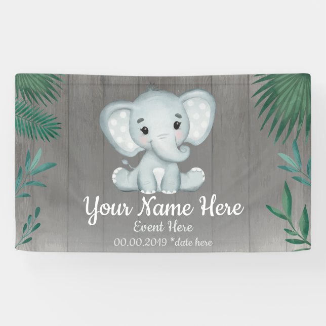 Greenery Baby Elephant Unisex Hintergrund Banner (Horizontal)