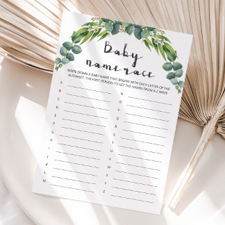 Greenery Baby Shower Baby Names Game