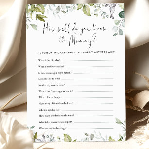 Greenery Baby Shower Game wie gut Sie wissen Mama