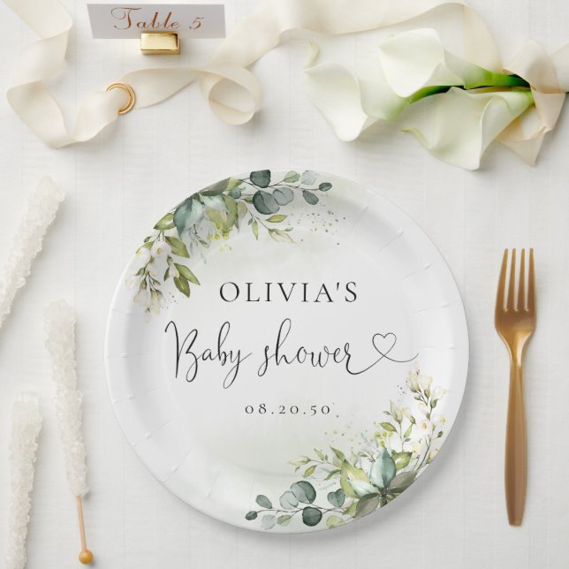 Greenery Baby Shower Paper Plate Pappteller (Hochzeit)