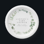 Greenery Baby Shower Pappteller<br><div class="desc">Es handelt sich um schlichte, elegante Eukalyptus-Baby-Duschpapiere mit Aquarellelementen und einem modernen Schriftart. Bearbeiten Sie alle Texte und alle Farben* auf dieser Hochzeitsvorstellung. * Die Farbe der Aquarellgrün ist nicht editierbar // Für passende Objekte, besuchen Sie bitte die "ASHTON" Kollektion im Sincerely By Nicole Zazzle Store. * Wenn Ihnen dieses...</div>