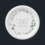 Greenery Baby Shower Pappteller<br><div class="desc">Es handelt sich um schlichte, elegante Eukalyptus-Baby-Duschpapiere mit Aquarellelementen und einem modernen Schriftart. Bearbeiten Sie alle Texte und alle Farben* auf dieser Hochzeitsvorstellung. * Die Farbe der Aquarellgrün ist nicht editierbar // Für passende Objekte, besuchen Sie bitte die "ASHTON" Kollektion im Sincerely By Nicole Zazzle Store. * Wenn Ihnen dieses...</div>