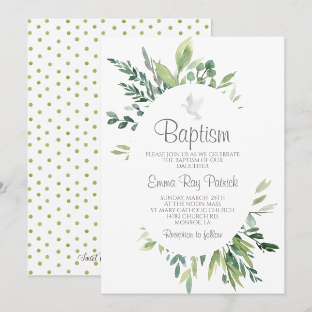 Greenery Baptism Einladung (Vorne/Hinten)