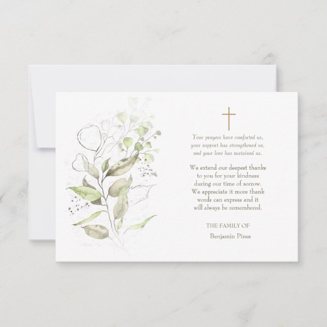 Greenery Beileid Danke Karte (Vorderseite)