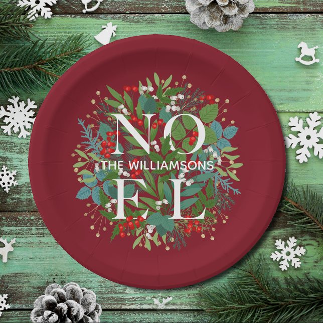 Greenery Berries WEIHNACHTEN Weihnachten Klein Pappteller (Greenery and Berries NOEL Christmas Holiday Small Paper Plates)