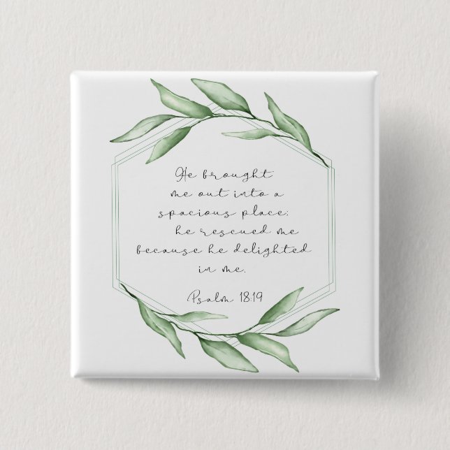 Greenery Bible Verse Button (Vorderseite)