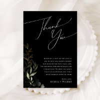 Greenery Black and Gold Empfang Danke Karte