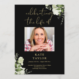 Greenery Black And Gold Funeral Order Of Service Programm