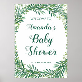 Greenery Blätter Babydusche Poster