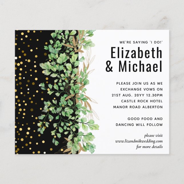 GREENERY Blätter Night Sky Wedding (Vorderseite)