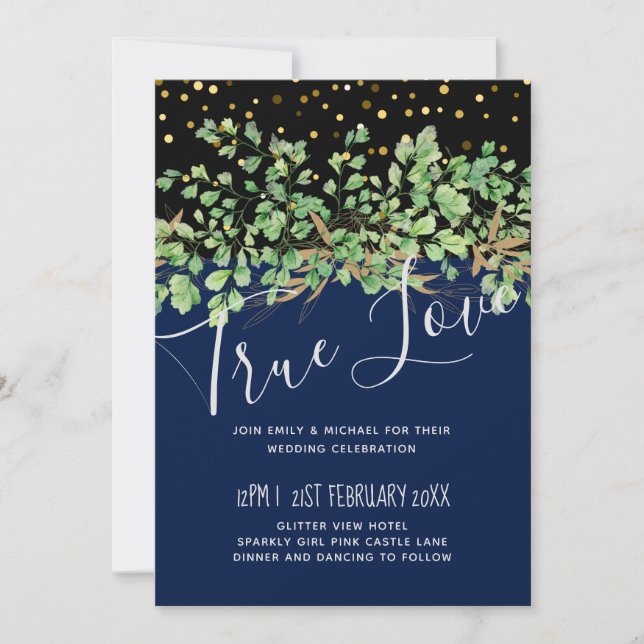 GREENERY Blätter Night Sky Wedding (Vorderseite)