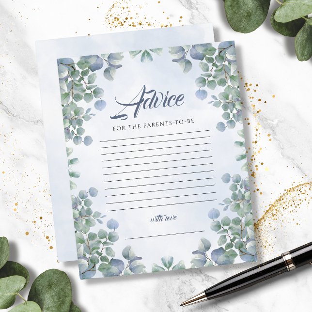 Greenery Blue Watercolor Advice Parents Baby Showe (Von Creator hochgeladen)