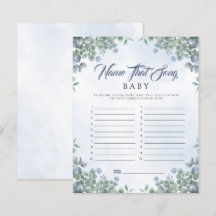 Greenery Blue Watercolor Name that Song Baby Game