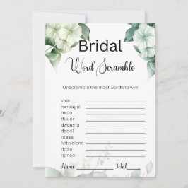 Greenery & Blume Bridal White Word Scramble Game Einladung