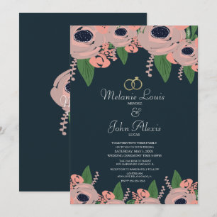Greenery Blush Pink Rose Floral Botany Wedding Einladung