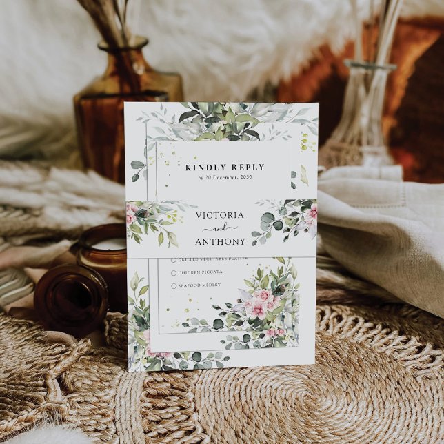 Greenery Blush Pink Wedding Einladung Bauchband Einladungsbanderole (Von Creator hochgeladen)