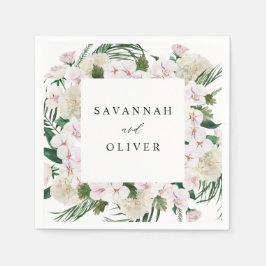 Greenery Boho Tropical Floral Name Serviette