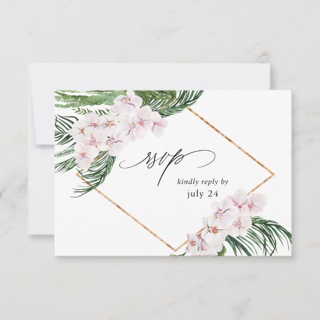 Greenery Boho Tropical Floral w Meal RSVP Card 3 Karte (Vorderseite)