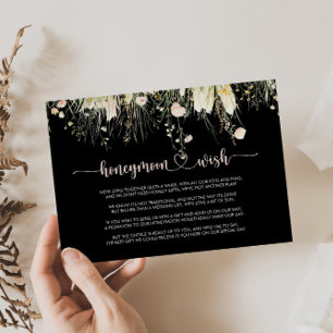 Greenery Boho Wildblume Black Honeymoon Wish Begleitkarte