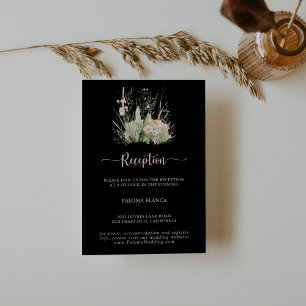 Greenery Boho Wildblume Black Wedding Reception Begleitkarte