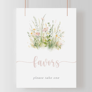 Greenery Boho Wildblume Favors Sign Poster
