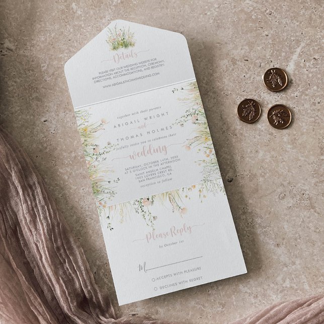 Greenery Boho Wildblume Wedding All In One Einladung (Von Creator hochgeladen)