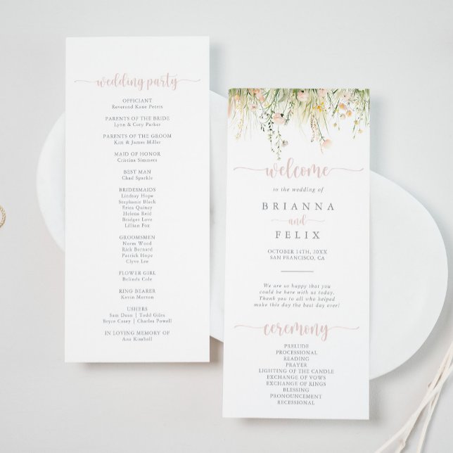 Greenery Boho Wildblume Wedding Program Programm (Von Creator hochgeladen)