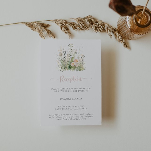 Greenery Boho Wildblume Wedding Reception Begleitkarte (Von Creator hochgeladen)