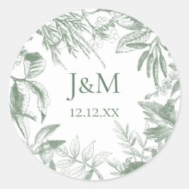 Greenery Botanical Blätter Wreath Runder Aufkleber