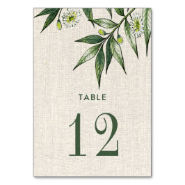 Greenery Botanical Burlap Texture Wedding Tischnummer