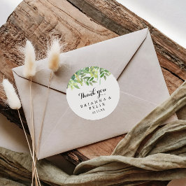 Greenery Botanical Danke Gastgeschenk Hochzeit Runder Aufkleber