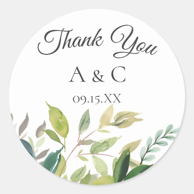 Greenery Bouquet Personalisiert Gefallen Sticker (Vorderseite)