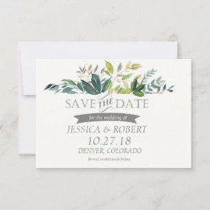 Greenery Bouquet Save the Date Card