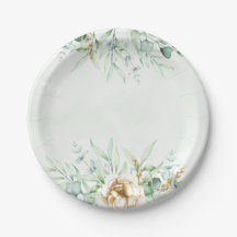 Greenery Boy Baby Shower Paper Plate