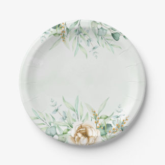 Greenery Boy Baby Shower Paper Plate Pappteller