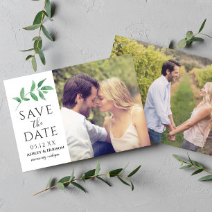 Greenery Branch Wedding Foto White Save The Date