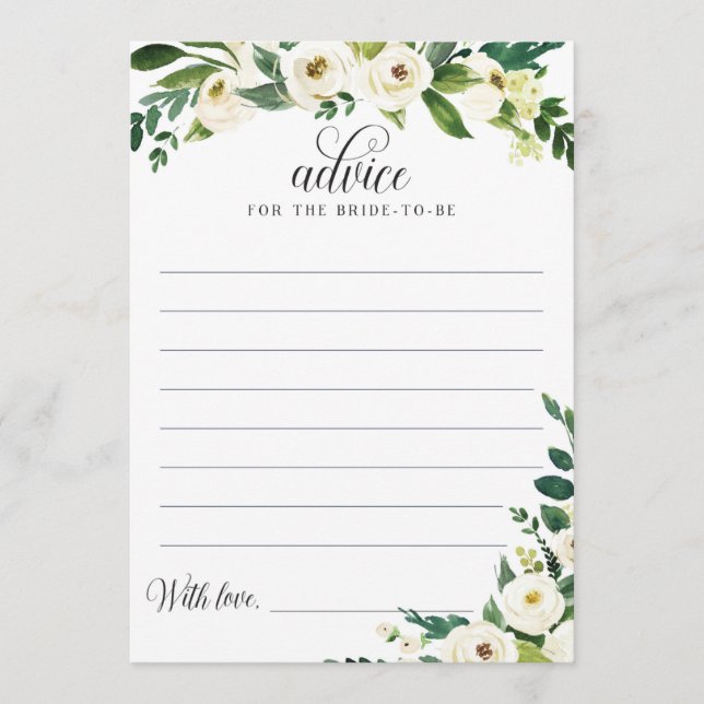 Greenery Brautparty Advice Card for Bride-to-be Karte (Vorderseite)