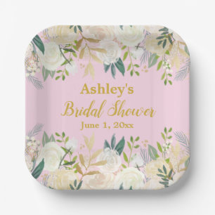 Greenery Brautparty Blush Gold Engagement Party Pappteller