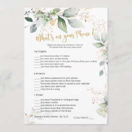 Greenery Bridal Game Was ist auf Ihrer Telefonkart Hinweiskarte