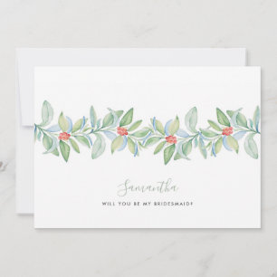 Greenery Bridesmaid Vorschlag für eine Richtlinie Feiertagskarte