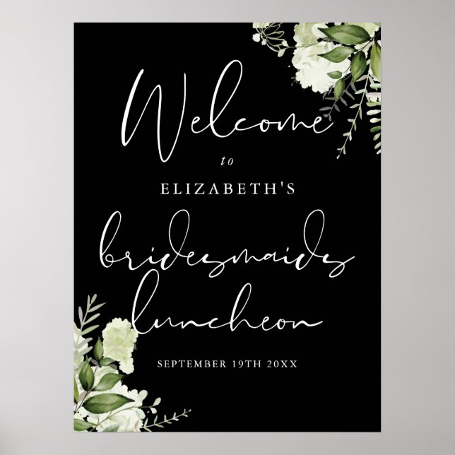 Greenery Bridesmaids Luncheon Begrüßungszeichen Poster (Vorne)