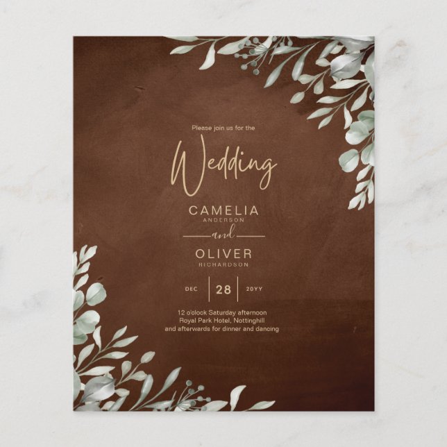 Greenery Brown Wedding Fall Winter Flyer (Vorne)
