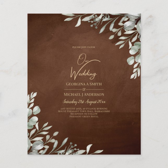 Greenery Brown Wedding Fall Winter Flyer (Vorne)