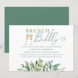 Greenery Brunch und Bubbly Brautparty Einladung