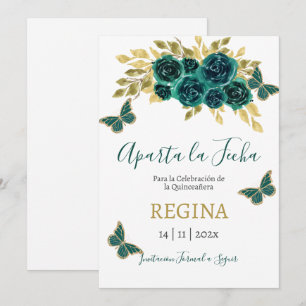 Greenery Butterfly Quinceanera Save The Date