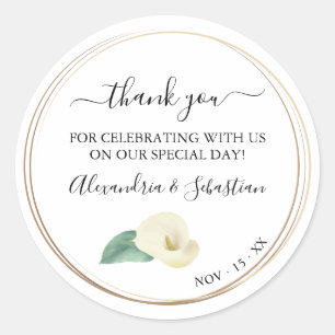 Greenery Calla Lily Wedding Vielen Dank Runder Aufkleber