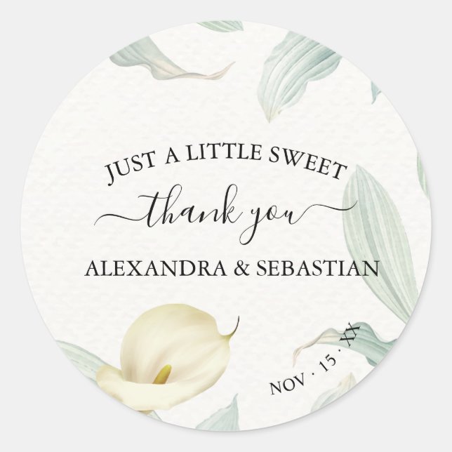 Greenery Calla Lily Wedding Vielen Dank Runder Aufkleber (Vorderseite)