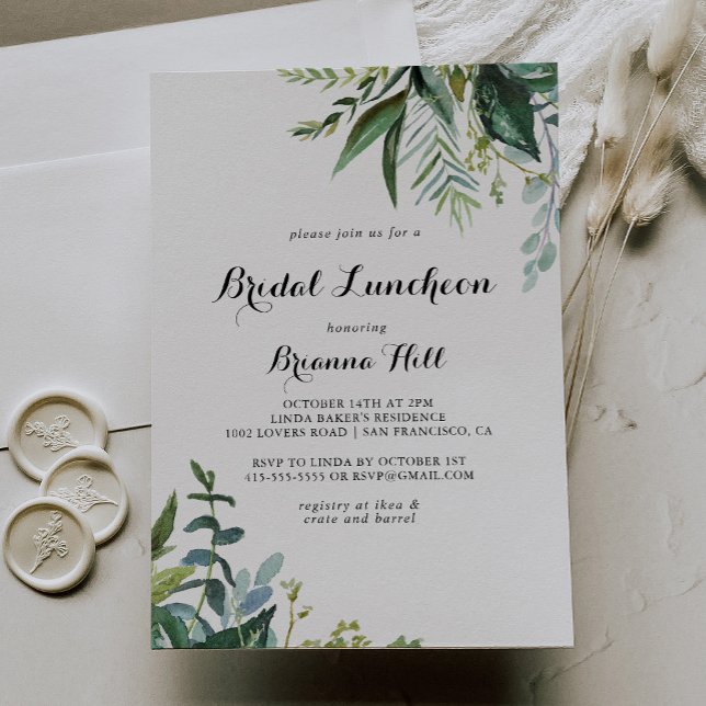Greenery Calligraphy Bridal Luncheon Brautparty Einladung (Von Creator hochgeladen)